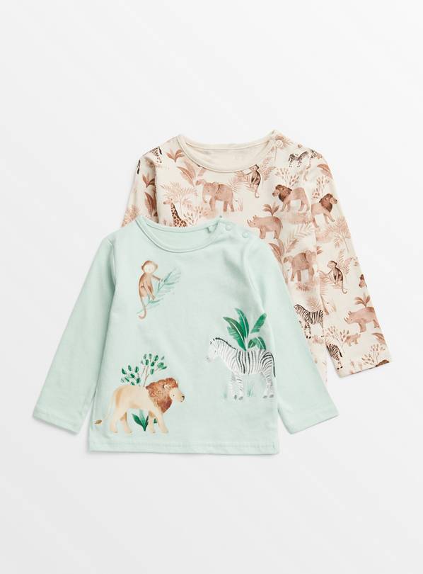 Teal Safari Print Tops 2 Pack  Up to 3 mths